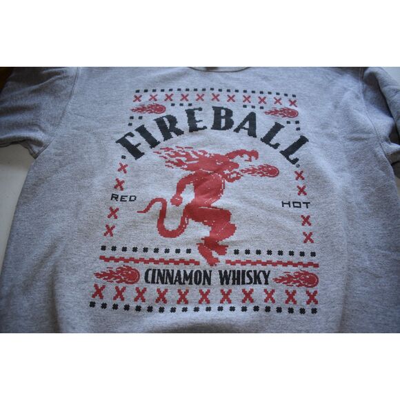 Brew City Fireball Cinnamon Whiskey Crewneck Sweatshirt Gray Unisex Large - Picture 4 of 6